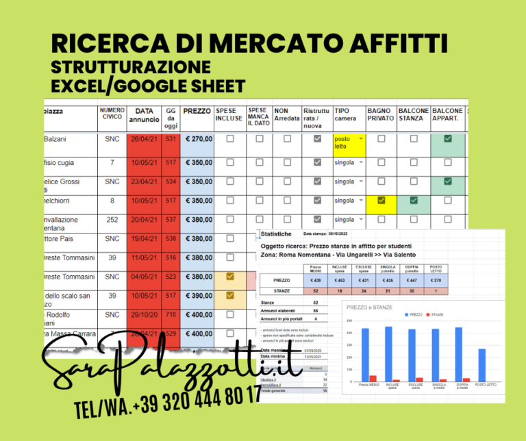 Excel ricerca di mercato inserimento dati formule e statistiche
