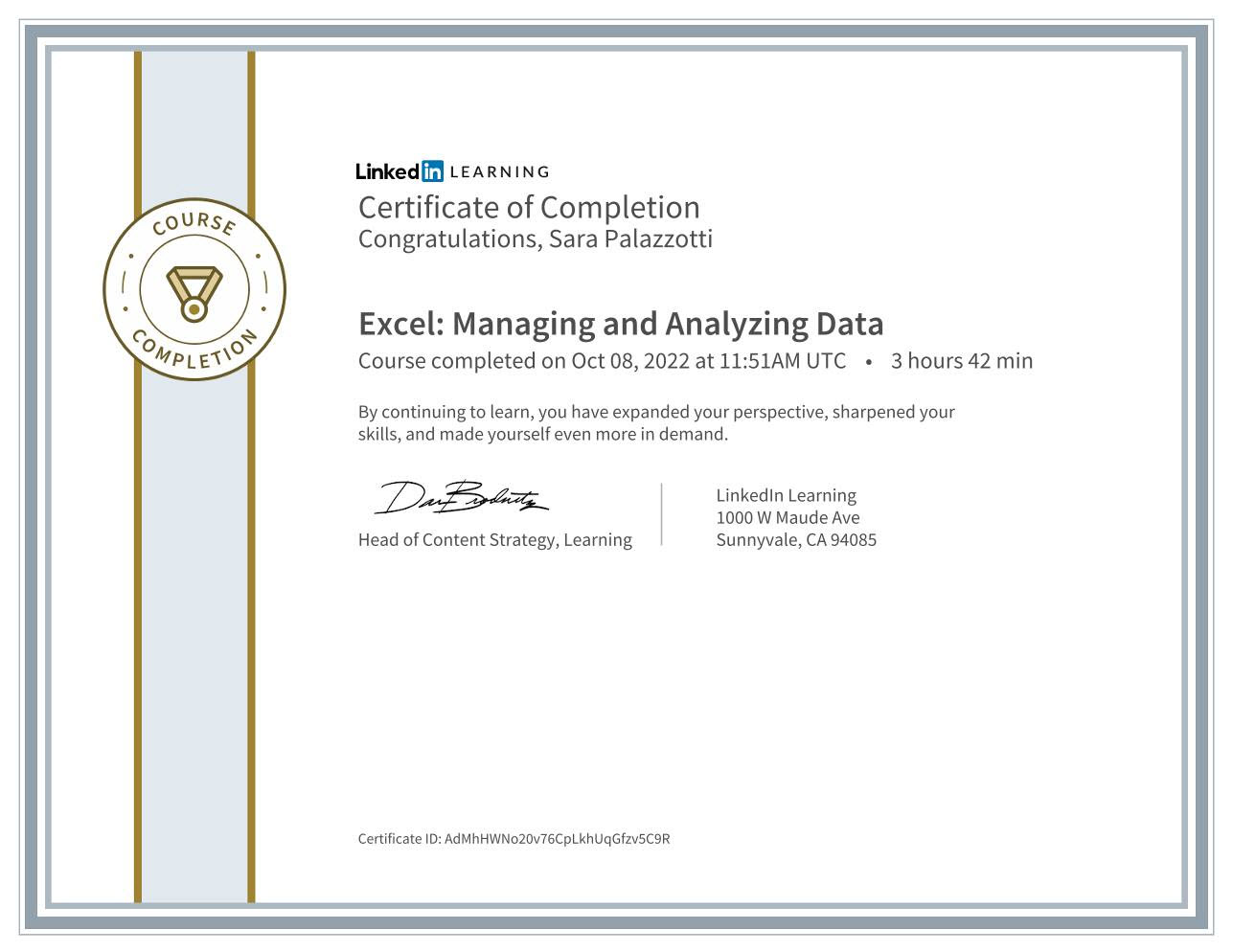 Corso Excel gestione e analisi dei dati su Linkedin