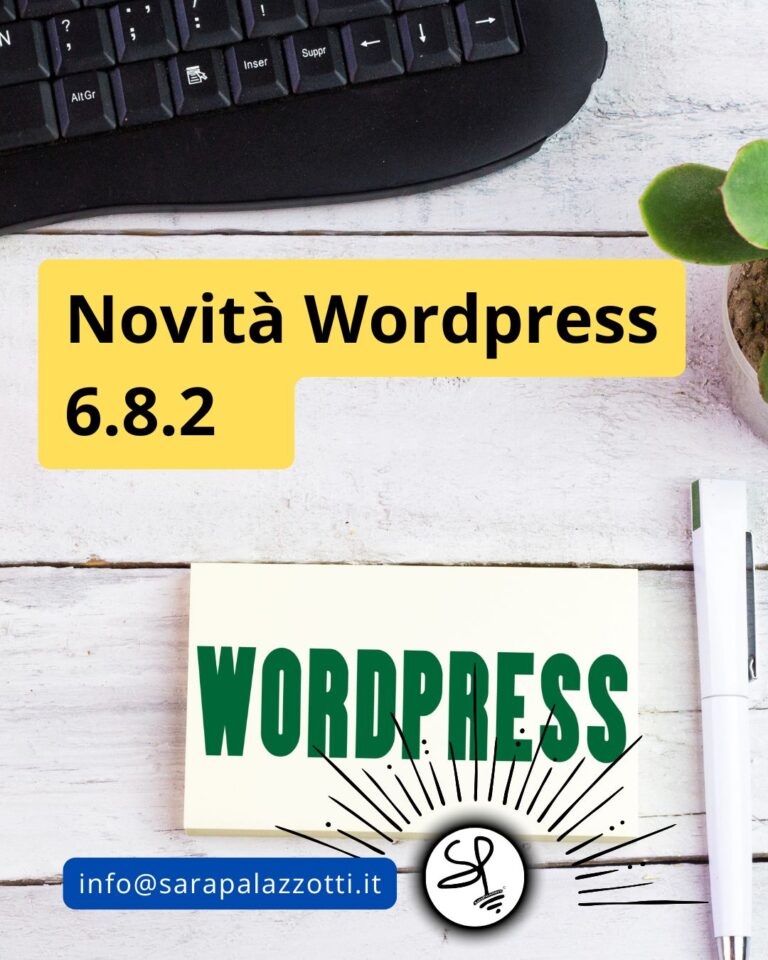 aggiornare sito wordpress 6.8.2 - SaraPalazzotti.it